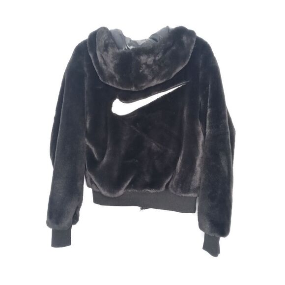 Nike black faux fur zip up jacket size small - Picture 2 of 8